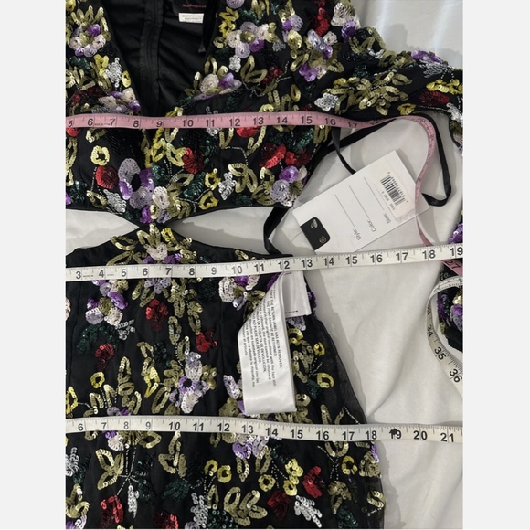 NWT $598 Mac Duggal [ 6 ] Floral‎ Sequined Cutout Long Sleeve Gown Black - Picture 4 of 16